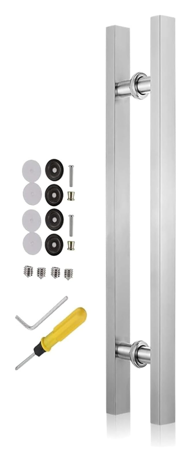 CWCQGH Push Pull Door Handle, Door Pull Handle, Indoor Outdoor Barn Patio Pulls/Metal Push Pull Door Hardware Bar, Square Modern Grab Pole,Length 50cm(20inch)