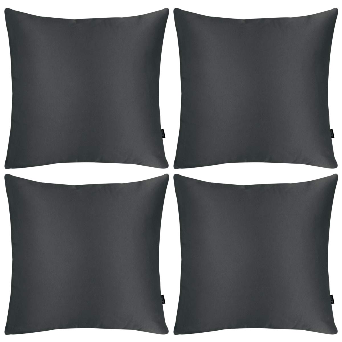 Faylapa 4 Pack Christmas Satin Throw Pillow Cases,Black Heavy Silk Satin Decorative Pillow Covers Solid Dyed Soft Pillow Cover Home Decor,20" x 20"(