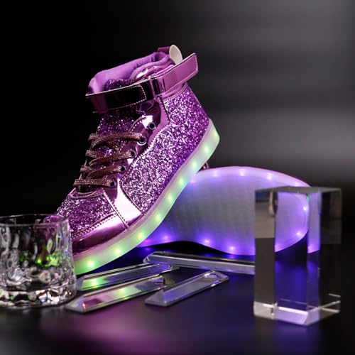Image of Glitter Led Shoes Light Up Shoes High Top Sneakers for Women Men Flashing Dancing Shoes for Halloween Christmas Party with USB Charging