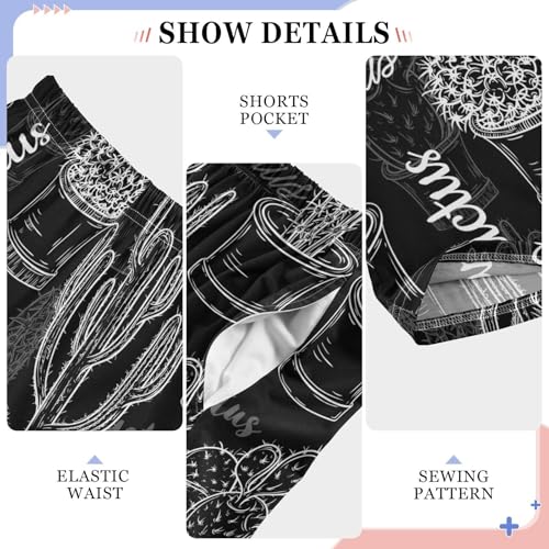 ZZXXB Retro Cactus Succulent Boys Long Pants Soft Trousers Elastic Waist Kids Lounge Bottoms with Pockets S-XL4