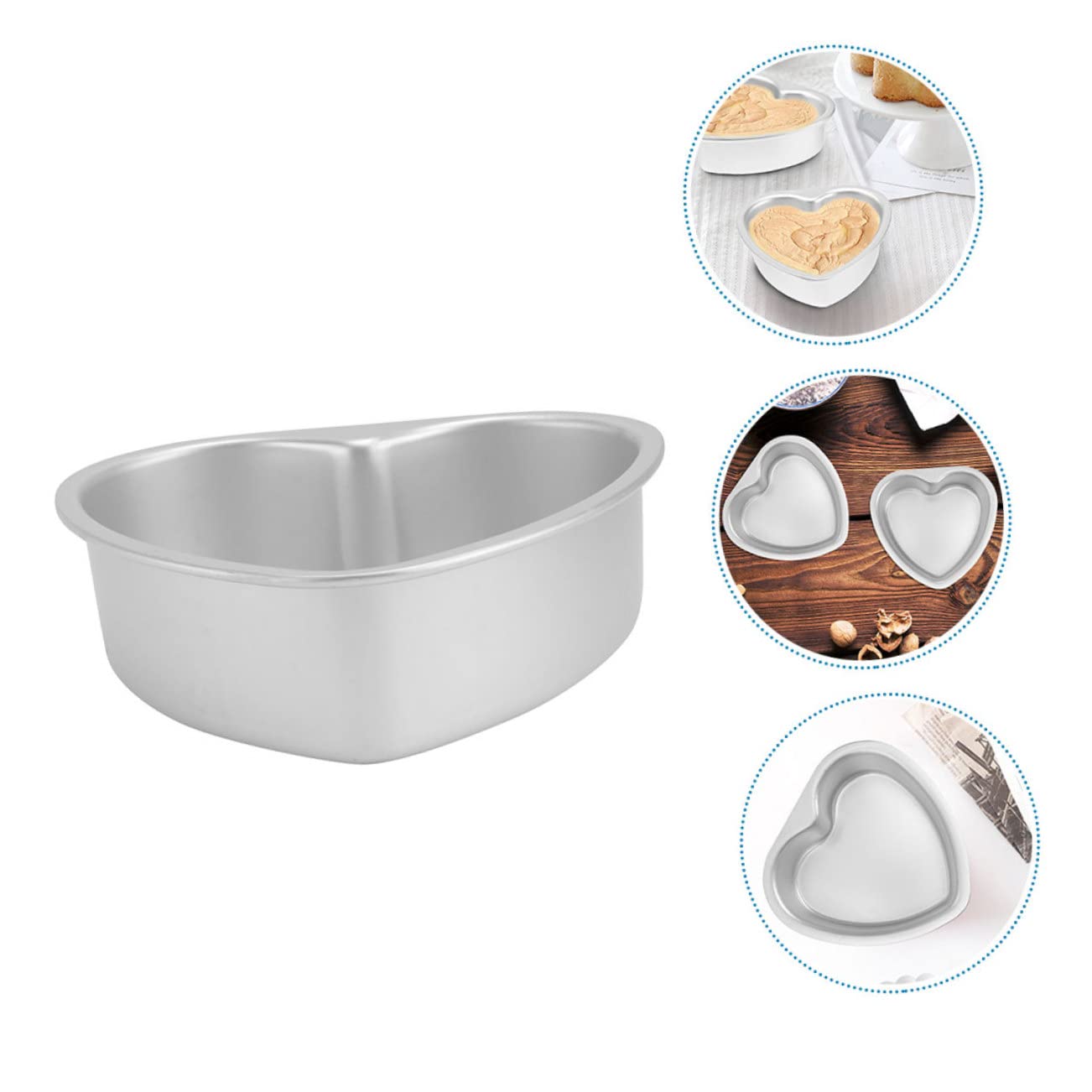 Ciieeo Moules à Gâteau de Cœur Lot de 2 en Alliage D'aluminium Antiadhésifs sans Bavures Argentés pour Pâtisserie et Loisirs Créatifs