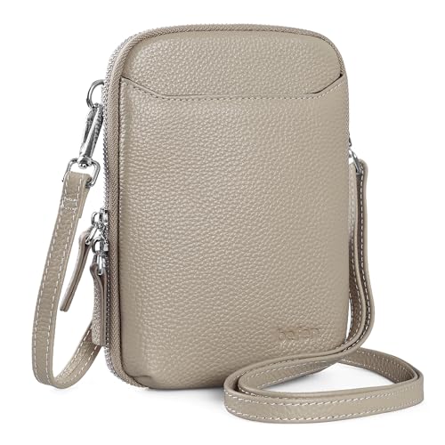 Image of befen Genuine Leather Crossbody Cell Phone Purse for Women, Small Zip Around RFID Blocking Crossbody Wallet Bags