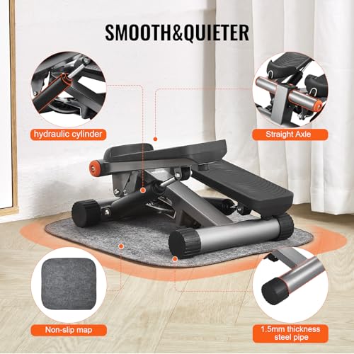 VEVOR Mini Salvaescaleras para Hacer Ejercicio en Casa, Hidráulico para Fitness con Bandas de Resistencia, Equipo Cardiovascular para Entrenamiento de Cuerpo Completo, 301 x 405 x (170-325) mm - Imagen 5