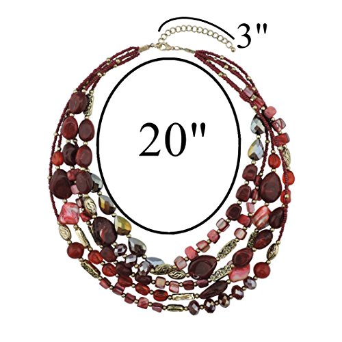 Bocar - Collana multistrato da donna, 5 file, con