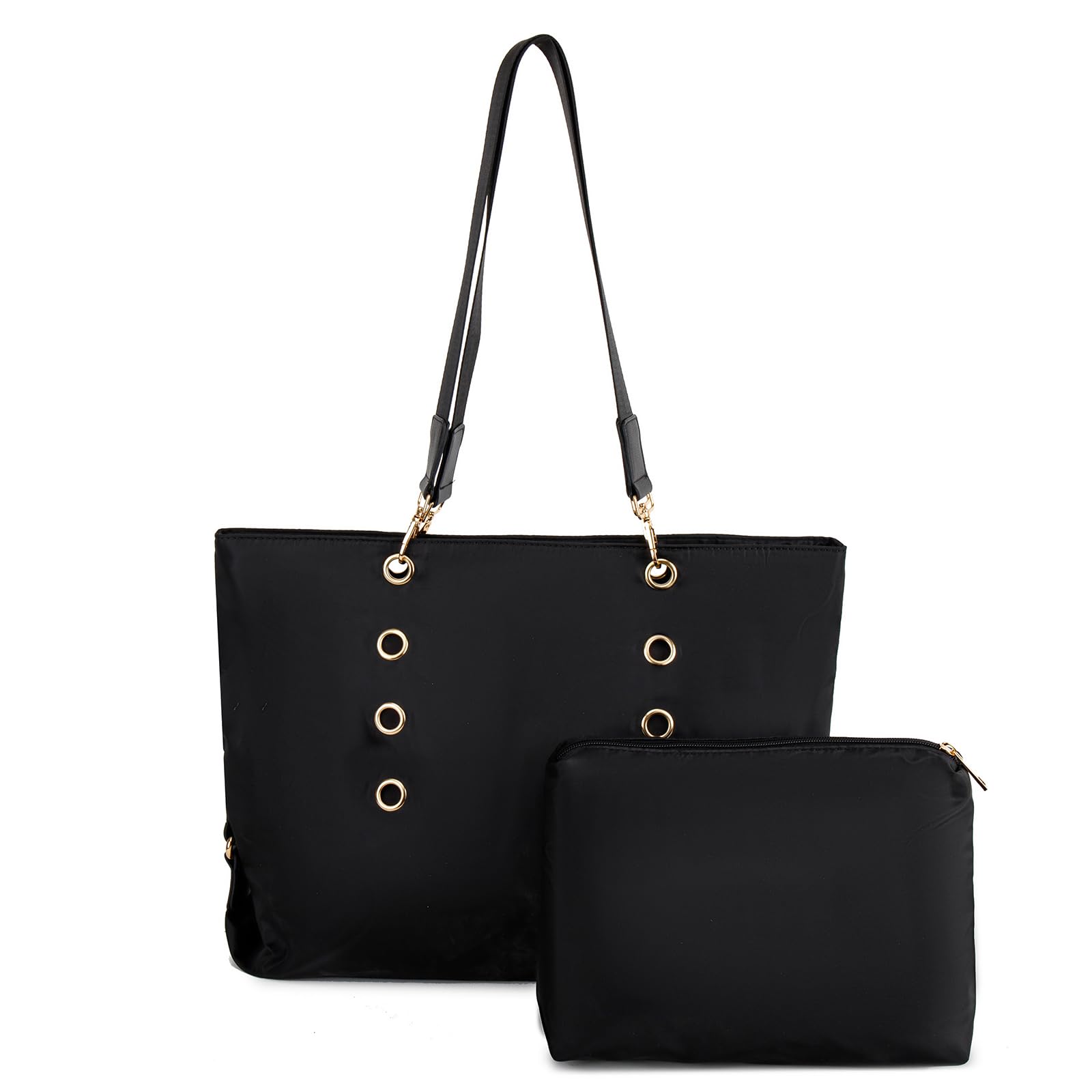 VGOAL Laptop Tote Bag for Women Nylon Waterproof Hobo Bag Large Capacity Shoulder Bag With Portable Small Pouch (Black)…