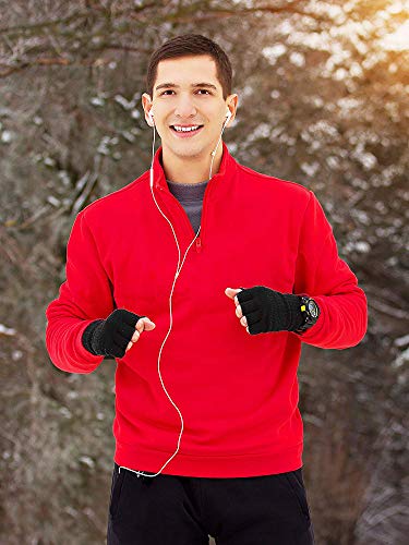 Image of SATINIOR 4 Pairs Winter Half Finger Gloves Knitted Fingerless Mittens Warm Stretchy Gloves for Men and Women