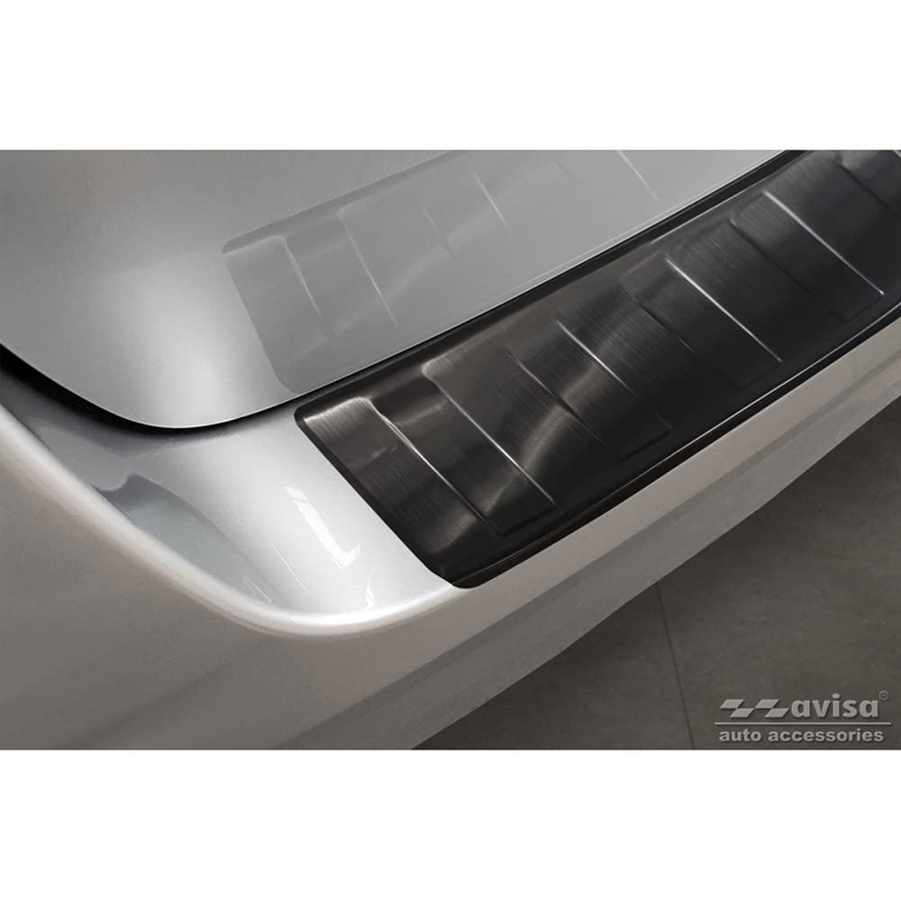 Avisa Protezione paraurti Posteriore in Acciaio Inox Nero Compatibile con Volkswagen Multivan T7 2021- 'Ribs'
