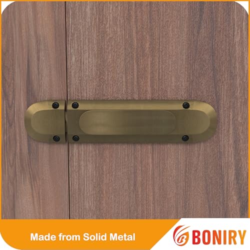 Image of Boniry Door Latch Lock | Solid Metal Door Stopper for Bathroom, Home, Office | Easy Install, Smooth Sliding, Heavy Duty Latch (1, Brass)