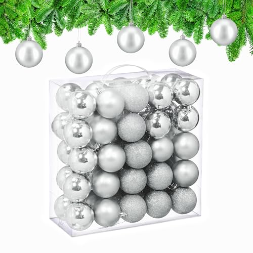 Relaxdays Weihnachtskugeln im 50er Set, Kunststoff, D: 6 cm, runde...