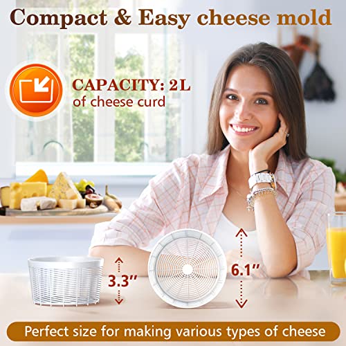 Grand Way Cheese Mold – 5 Pcs Cheesemaking Kit - Basic Set For Cheese Making – Paneer Maker – Cheesemaking Supplies – Cheese Making Kit For Feta Camembert Ricotta Brie #TOP2