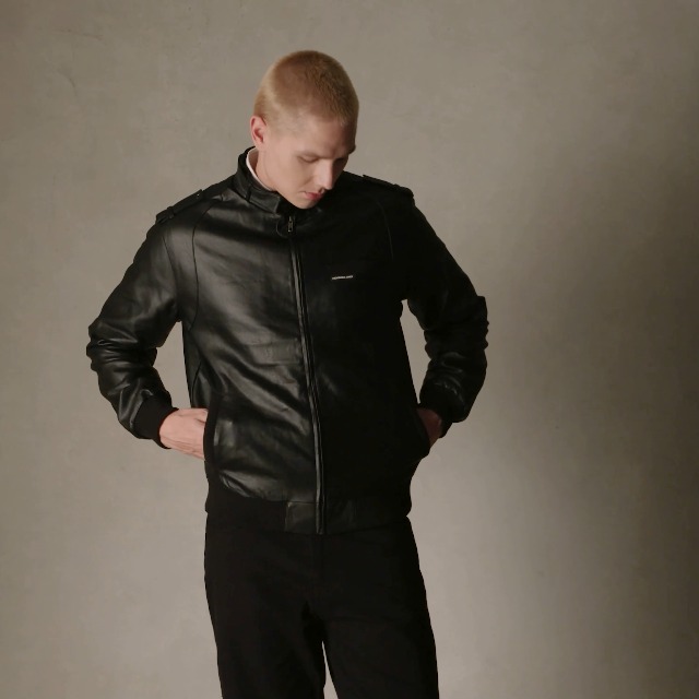 Members Only Men's Faux Leather Iconic Racer Jacket (Black, Small