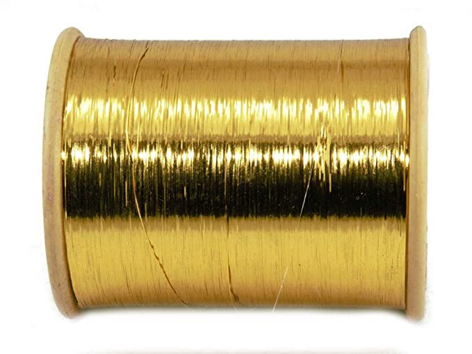 Bhavya Enterprises Flat Badla (Metallic Yarn) Thread for Embroidery Work, Beading, Jewellery Making and Crafts, 1 Roll (Yellow)