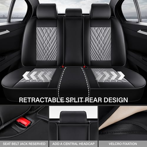 Image of Car Seat Cover Fit 98% of MINI 2000-2025,Premium Nappa Leather Breathable Waterproof Sports Seat Cover,Easy to Install Automotive Seat Covers Front Pair（Black & Gray）