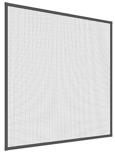 Mosquito Stop 23667   Mosquitera para ventana, marco de aluminio, se puede acortar individualmente, antracita, 120 x 150 cm