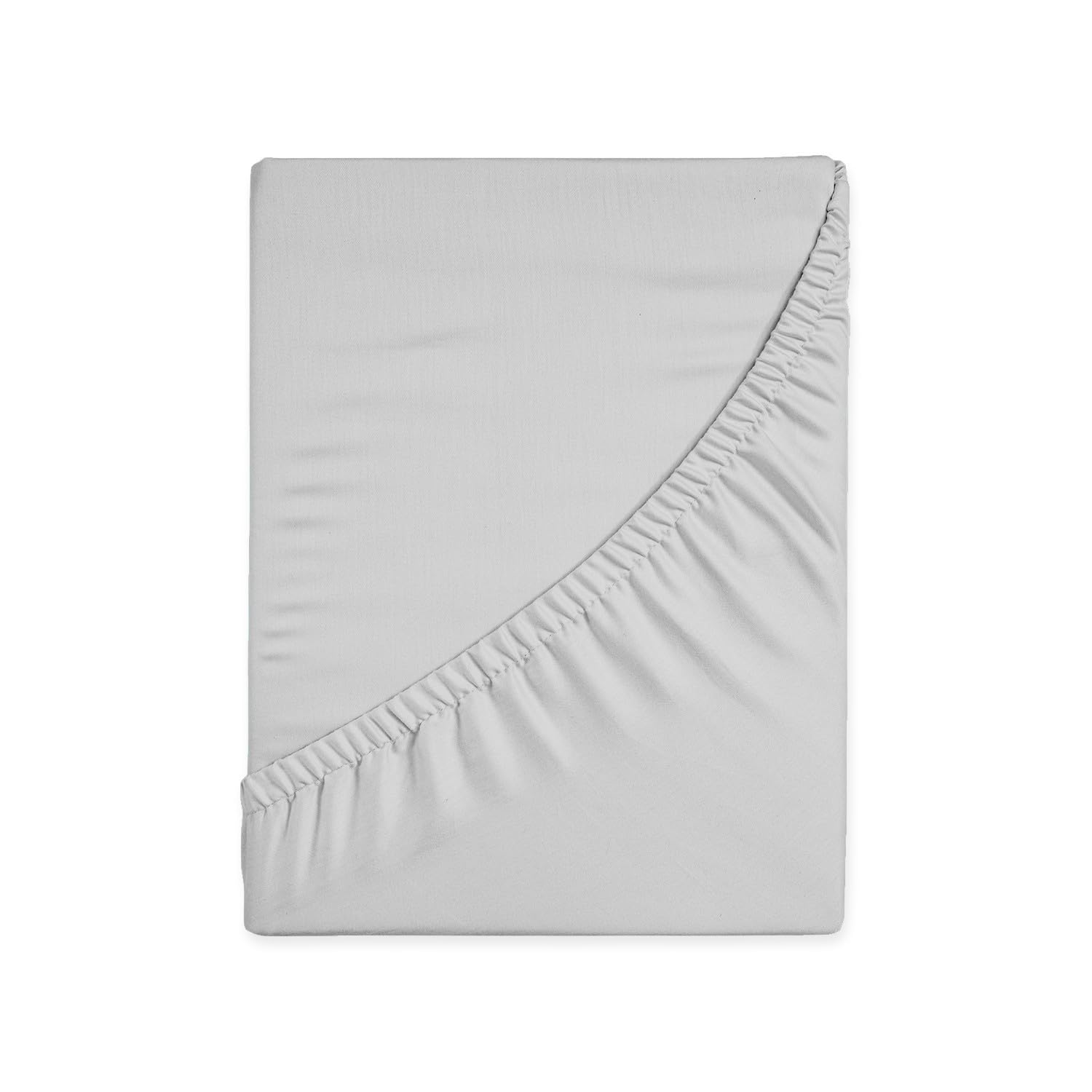 HUNTER BEDDING Pure 100% Cotton Small King Fitted sheet 400 Thread Count Long Staple Cotton 1PC Fitted Sheet 150x200 cm,Sateen Weave 40cm Deep Fitted Sheets (Silver) โ image 1