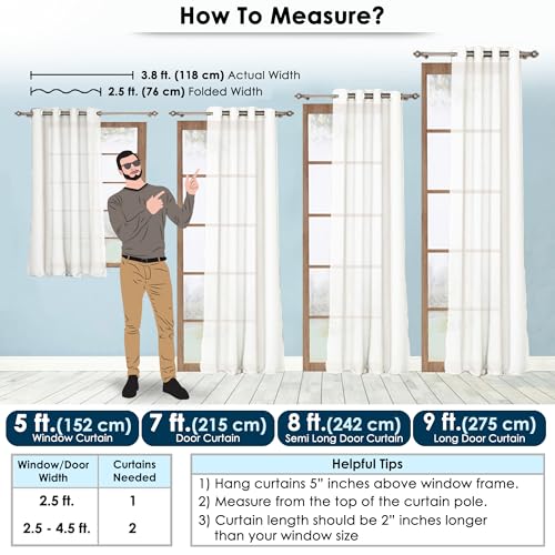 Image of Story@Home Sheer Curtains 8 Feet Long Set of 1 | Net Semi Transparent Curtain | Solid Printed | Semi Long Door Curtain for Living Room, Bedroom | (118 X 242 cm, Off White)