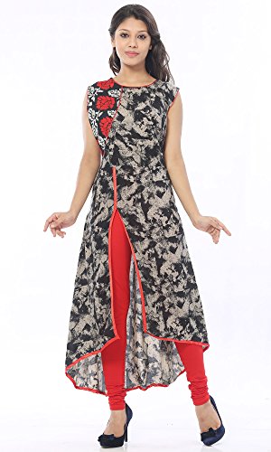 Buy Being Women Black Rayon Long Kurti 