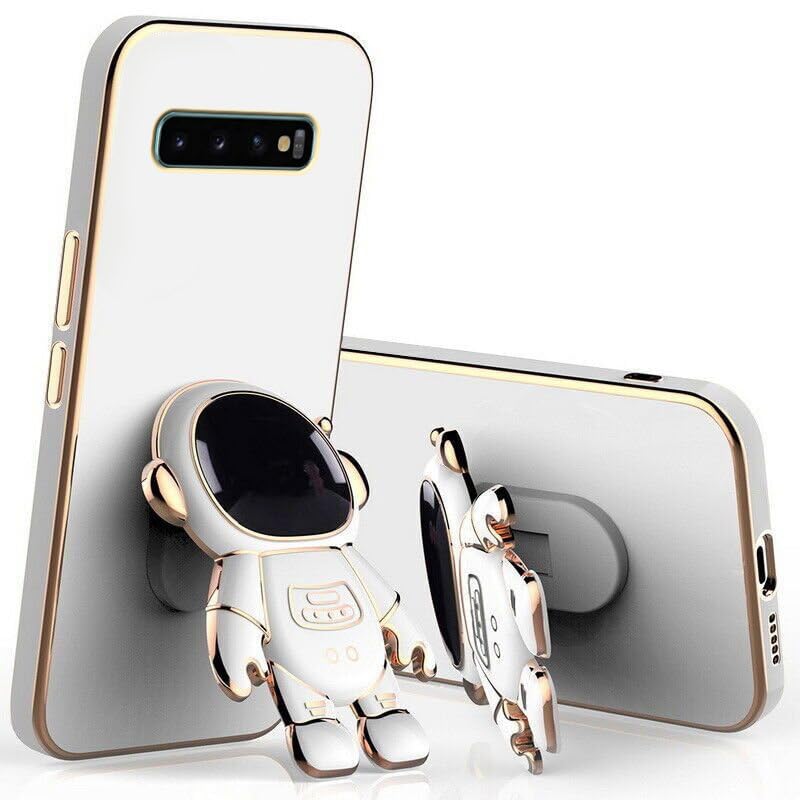 Image of for Samsung Galaxy S10 Case Cute 3D Astronaut Stand Design Camera Protection Shockproof Soft Back Cover (for Samsung Galaxy S10, White)