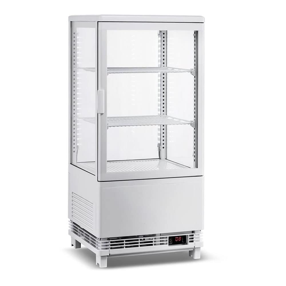 Adexa CL68W Countertop Display Fridge, 68L, 3 Shelves, White, 1 Flat Door