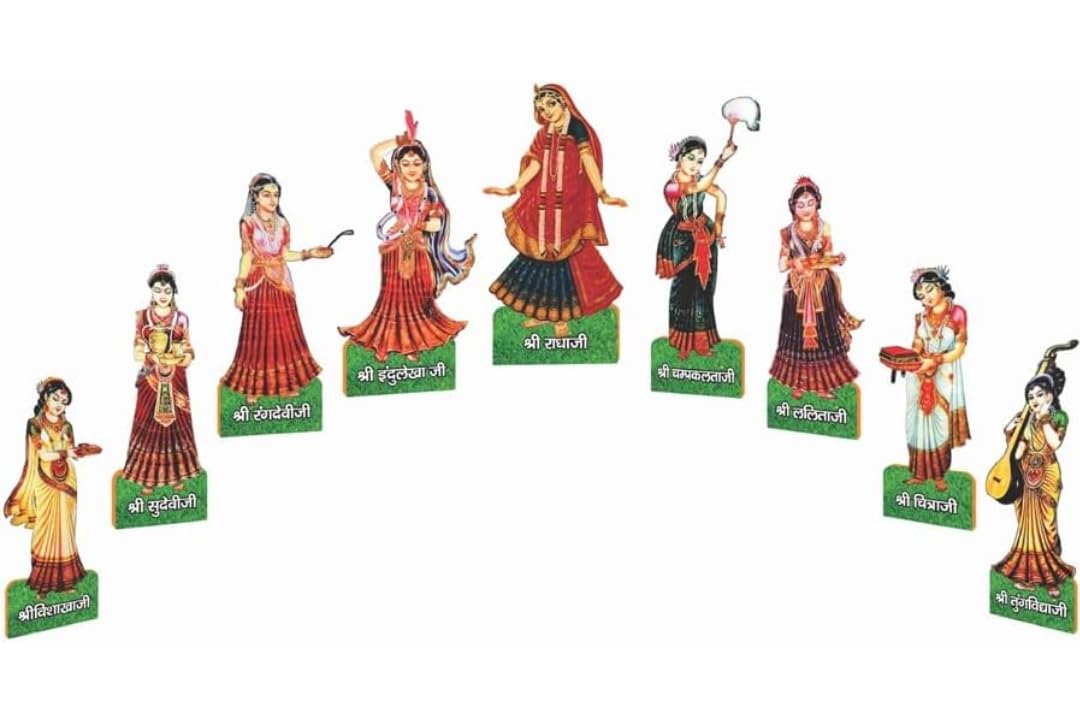 Kriddha Wooden Ashta Sakhi Idol Statue/Ashtasakhiya Set/Gopiya Set Krishna Idol Figurine/Shrimati Radha Rani with ASHT Sakhi-image-12