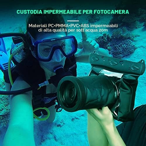 Tbest Custodia Protettiva per Fotocamera Subacquea, Impermeabile per DSLR SLR, Nero Trasparente, Profondità Max 20m