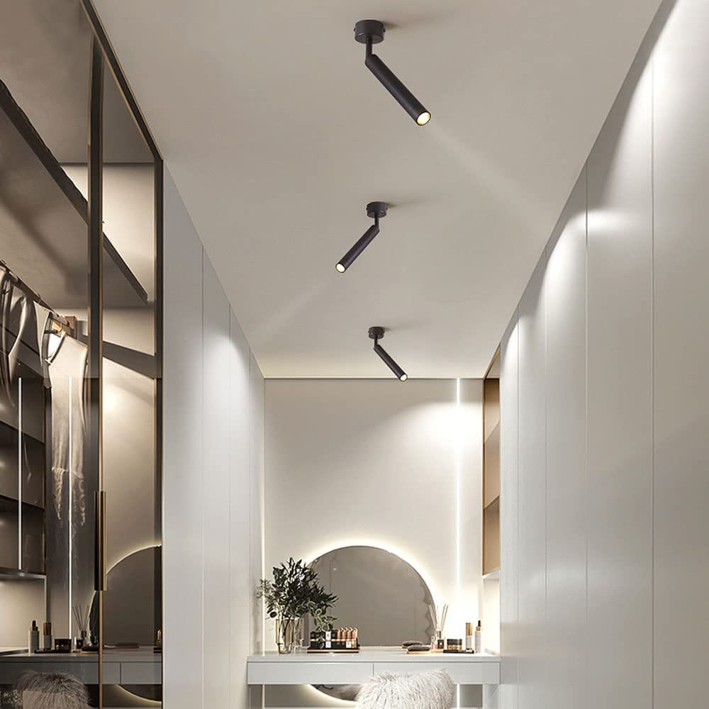 Foco de Techo Expractado, Ángulo Ajustable de un Solo Acento Lighting Interior, Moderno Simple Superficie Soportes Soportes Direccionales para la Isla de la Cocina Barra de Habitaciones Ga