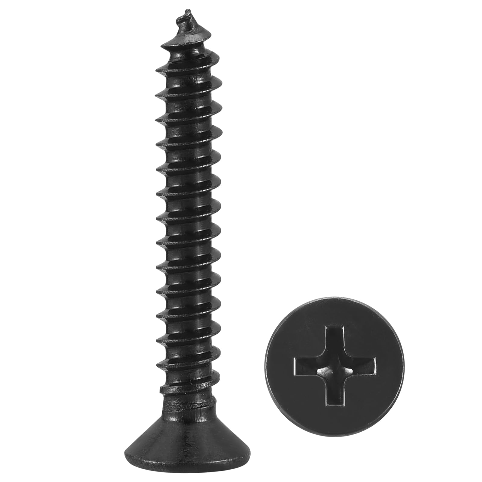 METALLIXITY Countersunk Phillips Wood Screw (#4x3/4") 200Pcs, 304 Stainless Steel Coarse Thread Phillips Drive Flat Head Wood Screws - for Furniture Installation Repair, Black