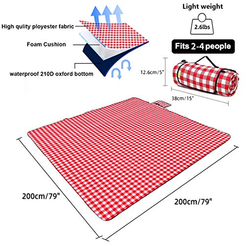 image for Three Donkeys Extra Large Picnic Blanket 79''x79'',Oversized 3 Layers 