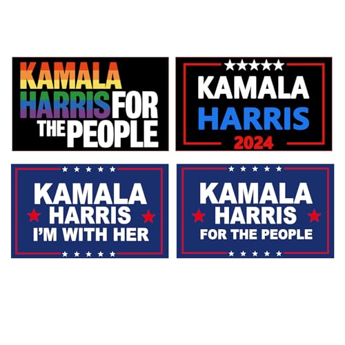 Image of 2025 Kamala Harris Stickers 12Pcs - 4 Style 6x3.6in Let`s Finish The Job for The People - Madam Funny Presidential Election USA American Decals for Bumper Scarpbook Window Cars Trucks