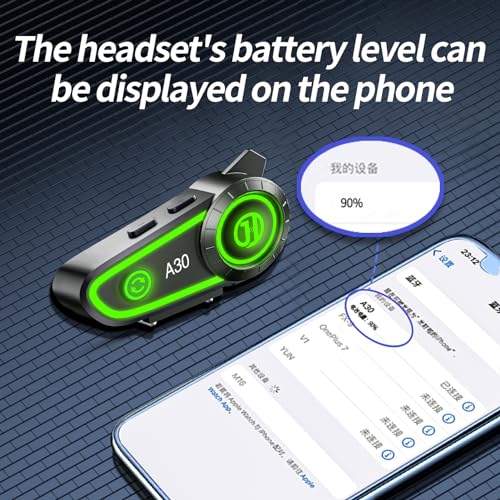 Jzaq A30 Motorcycle Helmet Speakers Helmet Bluetooth Headset Headphone Automatic Answer Music Control,120 Hours Playing Time High Sound Quality System Ultra Thin Cycling/Skiing/Riding 1200 Mah Battery thumb #6