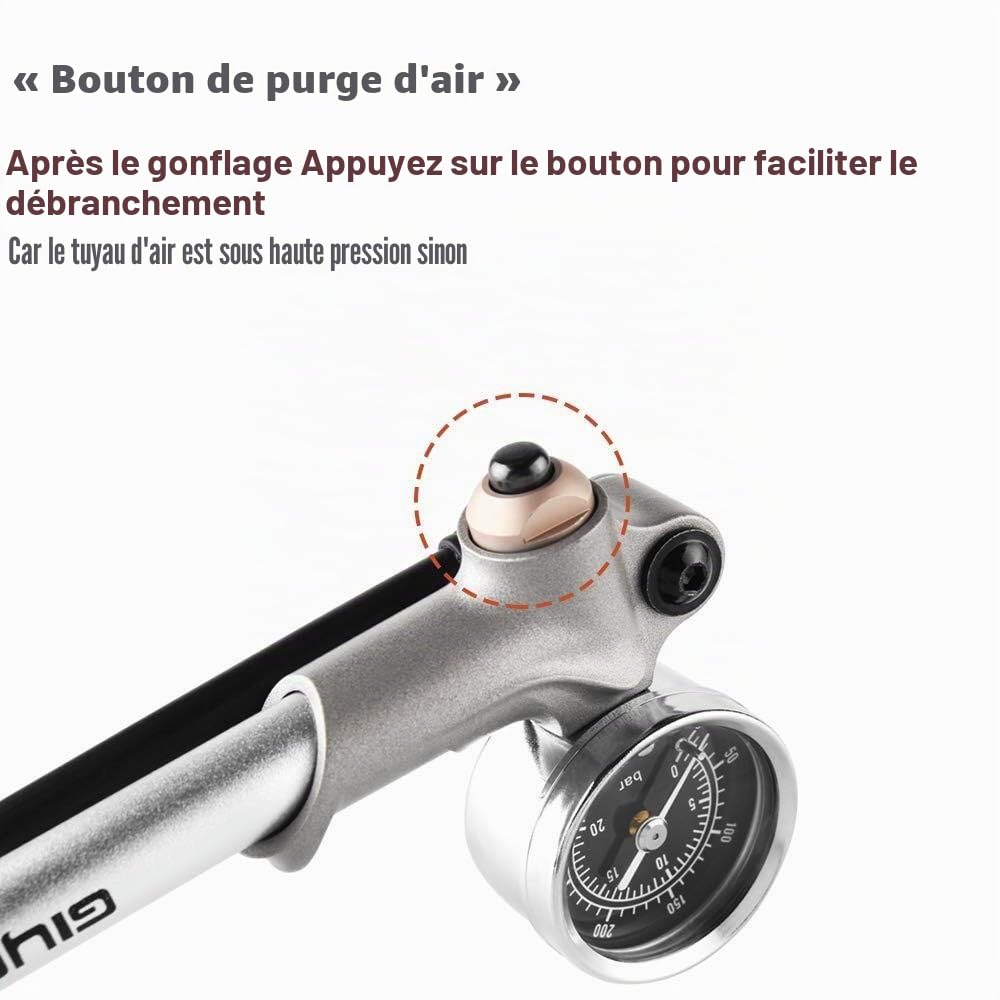GIYO Pompe à Chocs Haute Pression (300 PSI Max) pour Fourche et Suspension arrière, Levier de Verrouillage sur buse sans Perte d'air