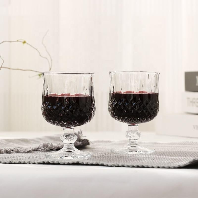 DOMINGO HUB® Crystal Brandy Glass, Whiskey - Wine Glass Set of 2, 190 ML Sherry, Juice, Cognac, Snifter Glasses, Diamond Glasses, Great for Spirits, Drinks, Bourbon, Cocktail Made in Europe Elegant 1