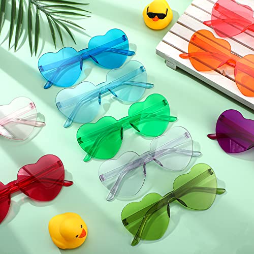 Coume 100 Pairs Heart Sunglasses for Women Rimless Transparent Heart Shaped Glasses Valentine Fashion Girls for Party Favors4