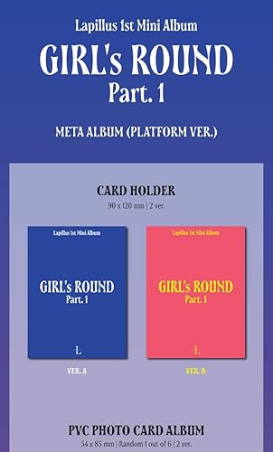 Lapillus GIRL's ROUND Part.1 Plataforma A-BLUE Version Tarjetero+1p PVC PhotoCard Álbum+2p Autógrafo Mensaje PhotoCard+Folleto de