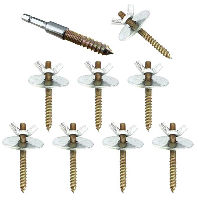 Image of Balacoo 8 Sets Bird Perch Screws, Bird Cage Hardware with Screws, Washers, Wing Nuts & Drill Tool for Fixing Perch, Breeding Box, Food Bowls, Hamster Board