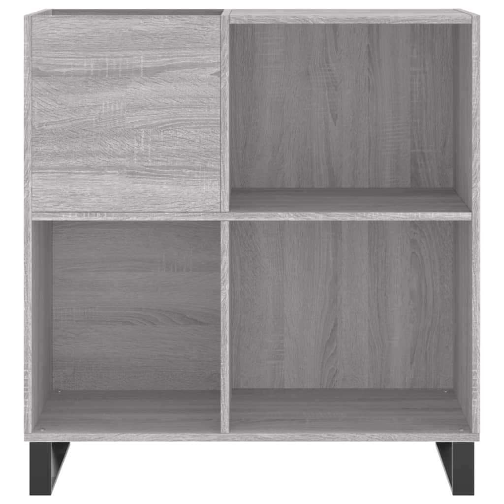 Armadio per dischi grigio Sonoma, 84,5 x 38 x 89 cm, scaffale in vinile | Elegante contenitore per LP per il soggiorno con robuste gambe in ferro e molto spazio per giradischi.
