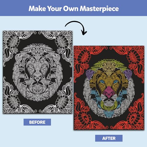 Image of Little Berry DIY Neon Animals & Birds Mandala Art Kit for Girls 9-12 Years | Art & Craft Kit for Girls | Colouring and Painting Set for Kids with 12 Mandala Designs and Sketch Pens | Gift Set for Kids Age 9+