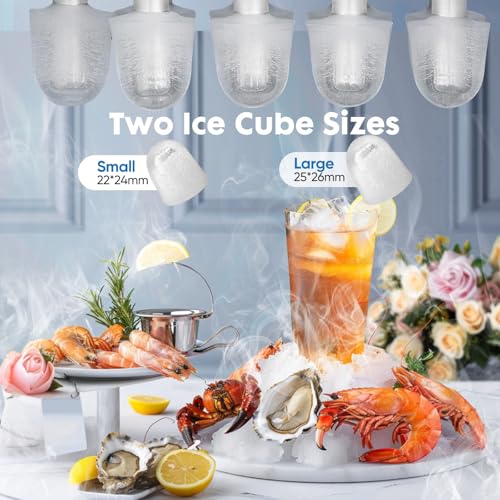 DUMOS Countertop Ice Maker, Portable 1.5L Ice Machine with Self-Cleaning, 26.5lbs/24H Fast Ice Making, 9 Bullet Ice Cubes in 6 Mins, 2 Size Options, Quiet Compact Ice Maker, Black