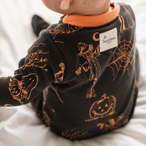Image of Burt's Bees Baby unisex-baby Sleep & Play, Organic One-piece Romper-jumpsuit Pj, Zip Front Footed Pajama