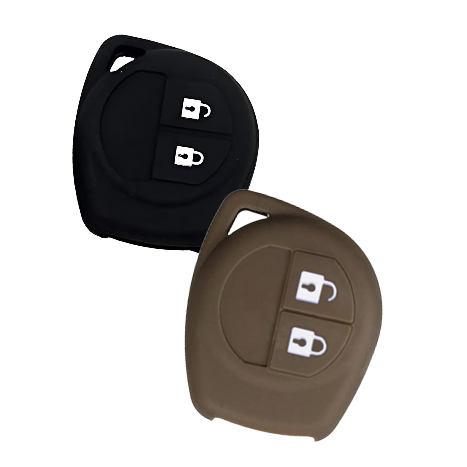 AUTOFRILL 2 Pcs Silicone Car Key Cover for Maruti Suzuki Baleno, Grand Vitara, XL6, Swift, Brezza, Ertiga, Dzire, Celerio, Ciaz, SX4, Ignis, S Cross, Fronx 2 Button Key Cover (Black-Dark Brown)