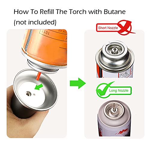 RenFox Flambeerbrander keukenbrander butaan gasbrander met veiligheidsslot butaangasbrander keuken voor crème brûlée BBQ grill kaarsen koken bakken bakken (butaan niet inbegrepen) (zilver zwart) - Image 7