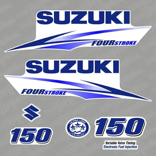 Suzuki 150 Four Stroke 2010 Blue Outboard Aftermarket Decal/Aufkleber/Adesivo/Replacement Set
