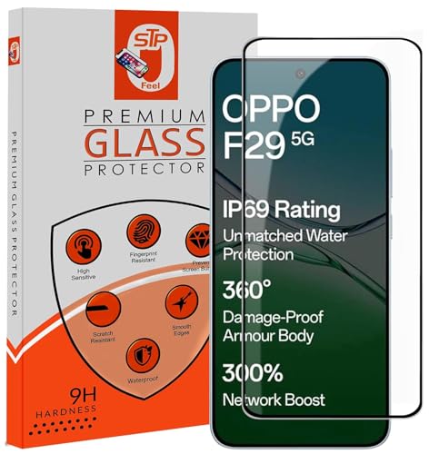 Image of STP FEEL Premium HD+ Tempered Glass Screen Protector Guard Compatible For Oppo F29 5G (6.7 Inch, Pack of 1) | Edge to Edge Coverage With Easy to installation kit for Smartphone