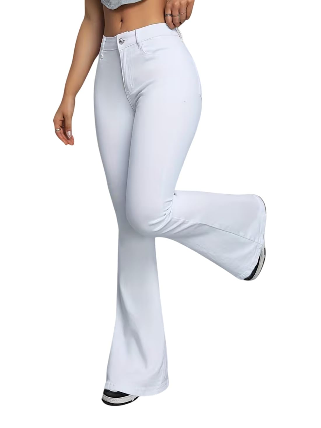 adbucks Women's High-Waisted Stretch Flared Jeans | Tummy Control | Butt Lifting | Whisker Detail| High-Rise Denim Pants for Casual, Office & Travel-picture-0