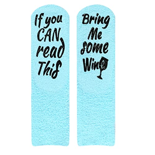 Image of Benefeet Sox Women Wine Sock Fuzzy If You Can Read This Bring Me Wine Socks Funny Gifts Mom Novelty Fluffy Cozy Saying Sock