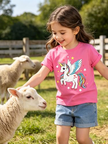 Image of Funnycokid Little Girls T Shirt for Toddler 3-7 Years Kids Tee Graphic Short Sleeve Clothes Tops