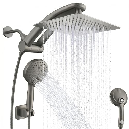 Rain Shower Head with filtered Handheld High Pressure rainfall Shower Heads with Handheld Spray Combo Adjustable one-piece stand daul shower head Built-in Magnetic Docking and Power Jets
