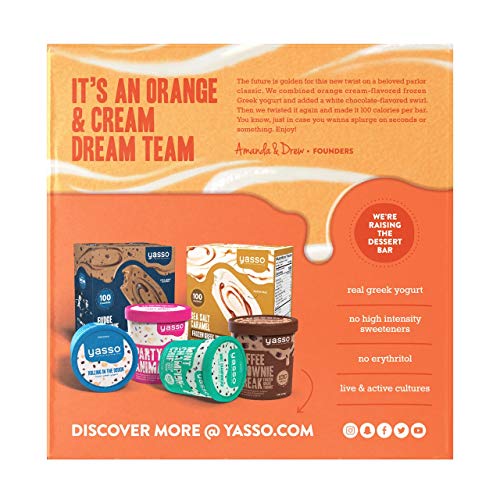 Yasso Frozen Greek Yogurt Bars Orange Cream, 4-Count Box (Case of 8)