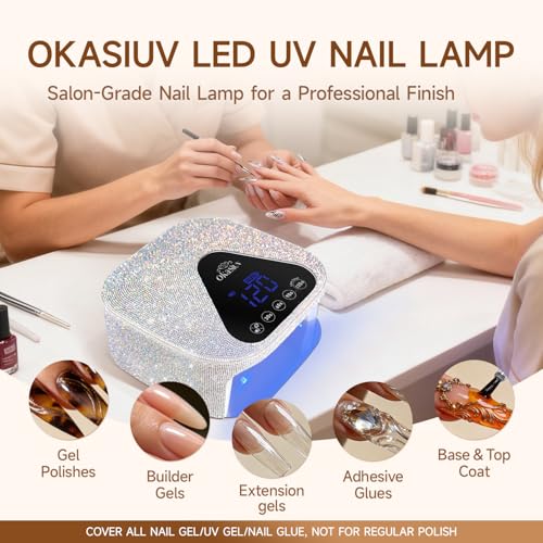 Okasiuv UV LED Nail Lamp with UV Gloves Magnetic Metal Mirror Base Cordless Dryer Gel - image 2