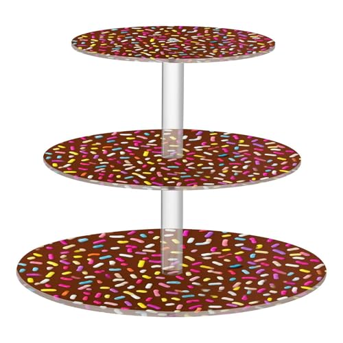 Nander 3 Tier Cupcake Stand,Colorful Candies Sprinkled on Ice Cream Large Cupcake Tower Display, Round Cupcake Holder, Acrylic Dessert Stand, Pastry Display Tree for Party, Wedding, Baby Shower